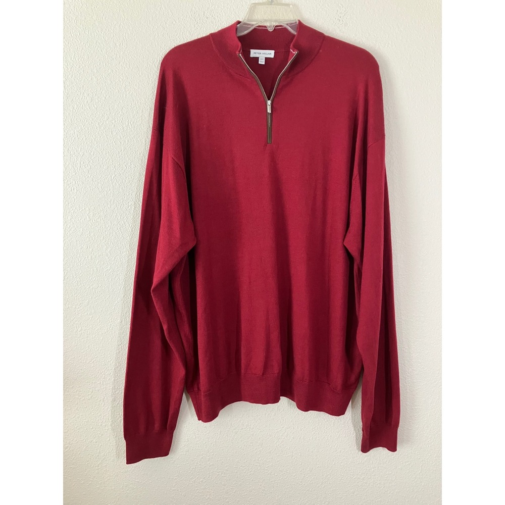 PETER MILLAR Quarter Zip Pullover 2XT Merino Wool Blend Minimalist Brick Red